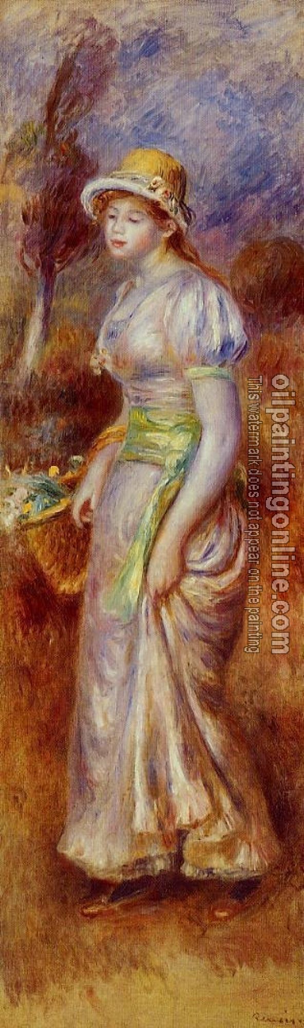 Renoir, Pierre Auguste - Woman with a Basket of Flowers